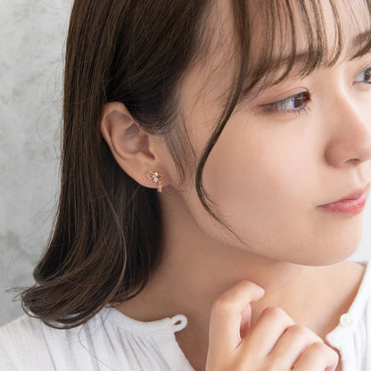 イヤリング ニッケルフリー メタル ワイヤー ドロップ ミニ カラーストーン パール 下がり ネジバネ式イヤリング