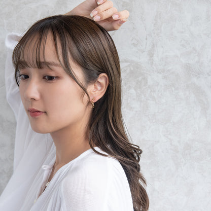 イヤリング ニッケルフリー メタル ワイヤー クロス ドロップ ミニ カラーストーン 下がり ネジバネ式イヤリング