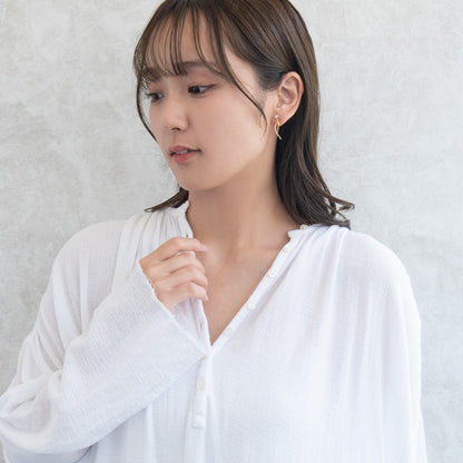 イヤリング ニッケルフリー メタル ワイヤー カーブライン ミニ フラワー カラーストーン パール ネジバネ式イヤリング