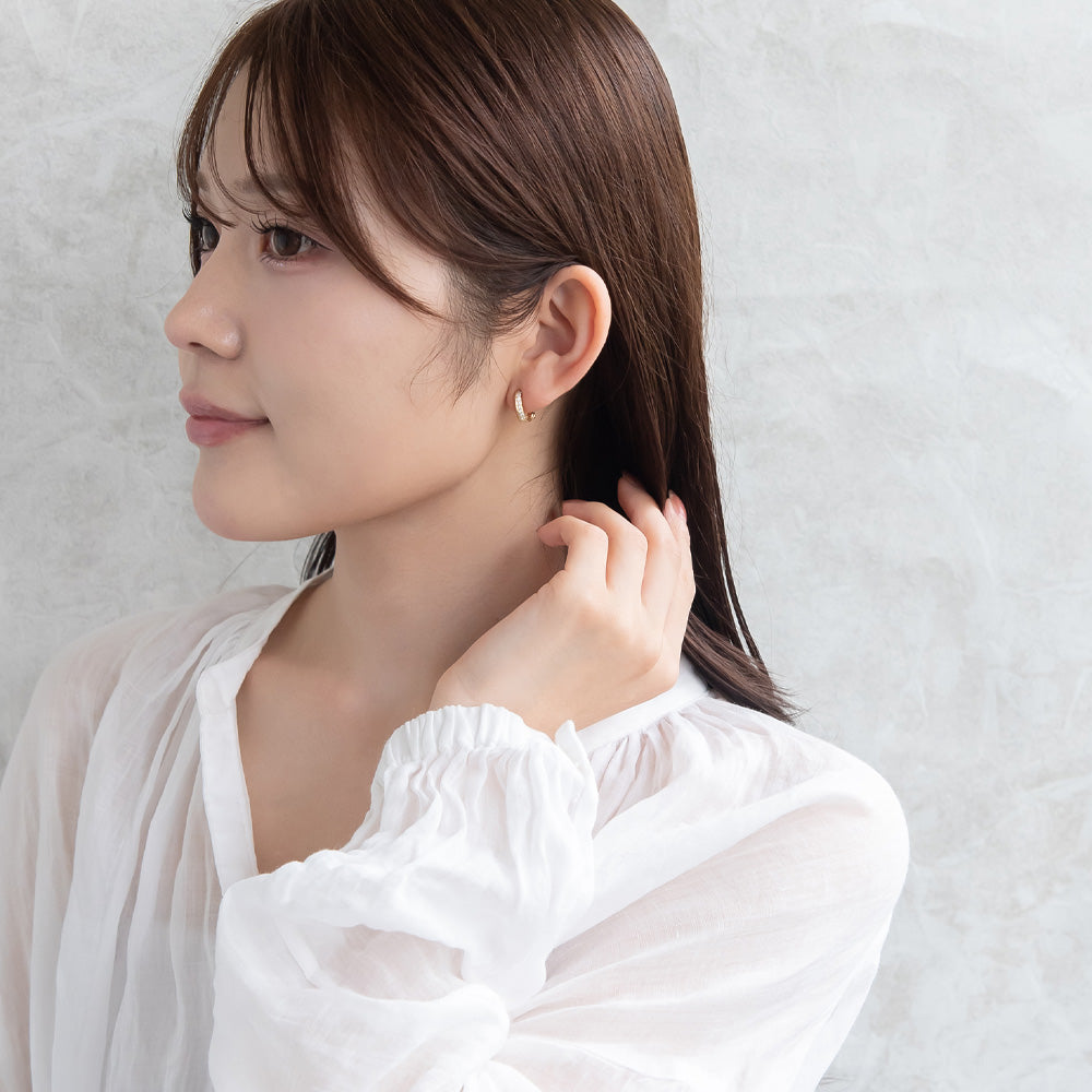 イヤリング ニッケルフリー キュービックジルコニア メタル ネジバネ式イヤリング