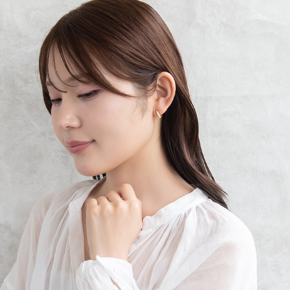 イヤリング ニッケルフリー キュービックジルコニア メタル ネジバネ式イヤリング