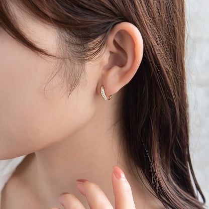 イヤリング ニッケルフリー キュービックジルコニア メタル ネジバネ式イヤリング