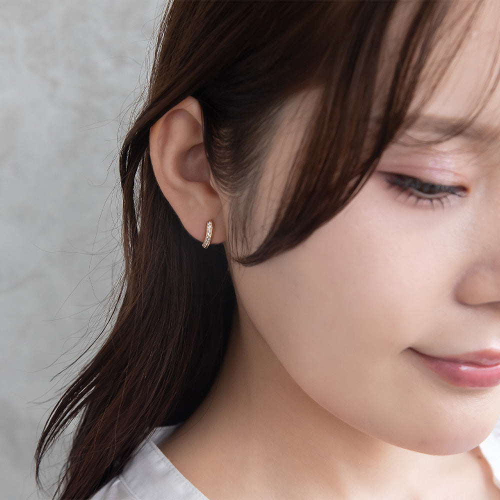 イヤリング ニッケルフリー キュービックジルコニア メタル ネジバネ式イヤリング