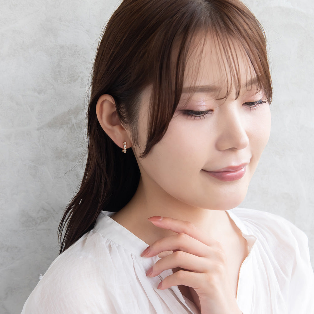 イヤリング ニッケルフリー キュービックジルコニア メタル ネジバネ式イヤリング