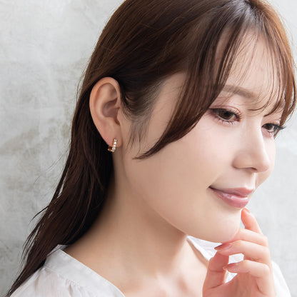 イヤリング ニッケルフリー キュービックジルコニア メタル ネジバネ式イヤリング