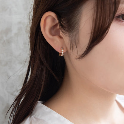 イヤリング ニッケルフリー キュービックジルコニア メタル ネジバネ式イヤリング