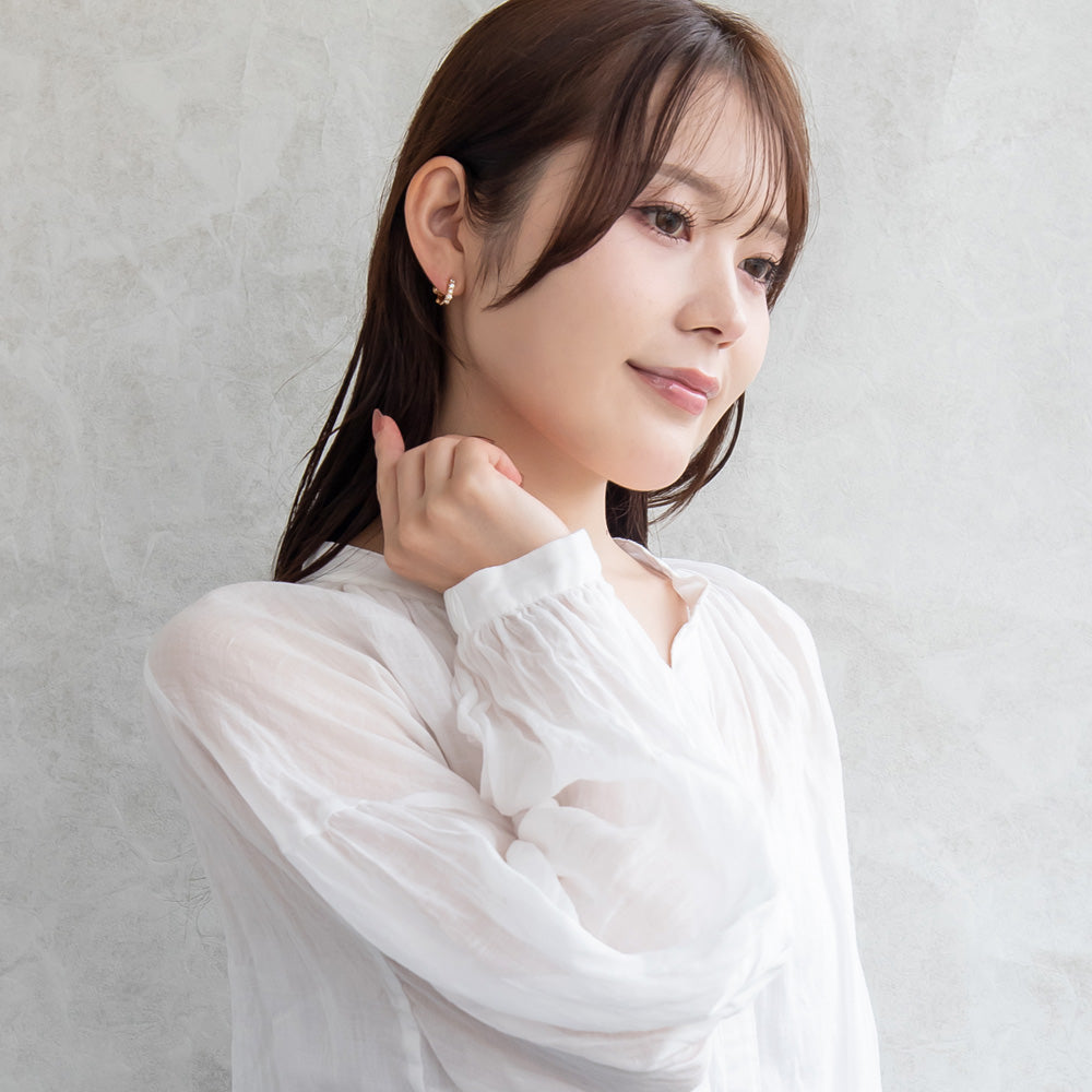 イヤリング ニッケルフリー キュービックジルコニア メタル ネジバネ式イヤリング