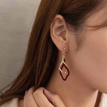 イヤリング ニッケルフリー メタル フロッキー カラー ツイスト ロンバス ネジバネ式イヤリング