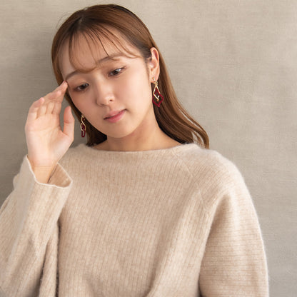 イヤリング ニッケルフリー メタル フロッキー カラー ツイスト ロンバス ネジバネ式イヤリング