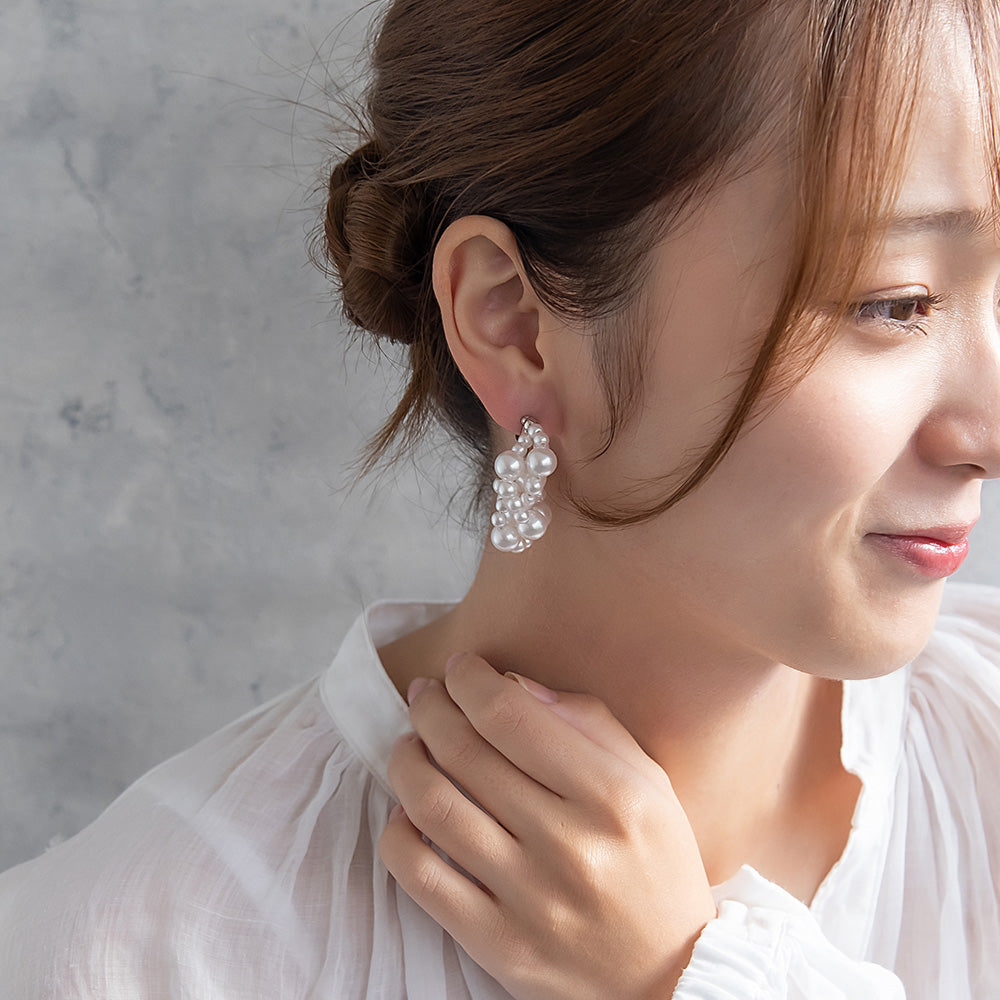 Classy イヤリング ニッケルフリー パール ネジバネ式イヤリング