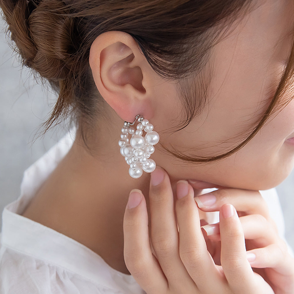 Classy イヤリング ニッケルフリー パール ネジバネ式イヤリング