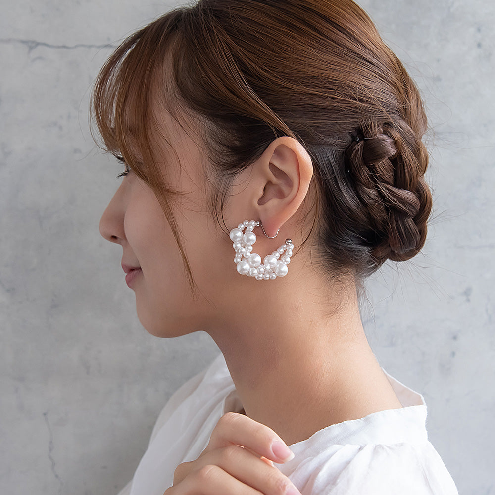 Classy イヤリング ニッケルフリー パール ネジバネ式イヤリング