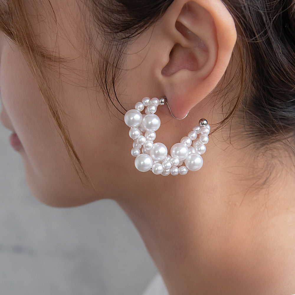 Classy イヤリング ニッケルフリー パール ネジバネ式イヤリング