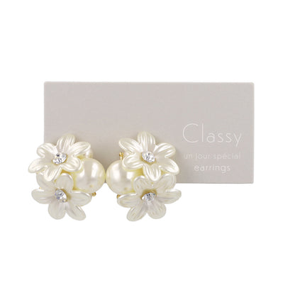 Classy イヤリング ニッケルフリー フラワー パール ネジバネ式イヤリング