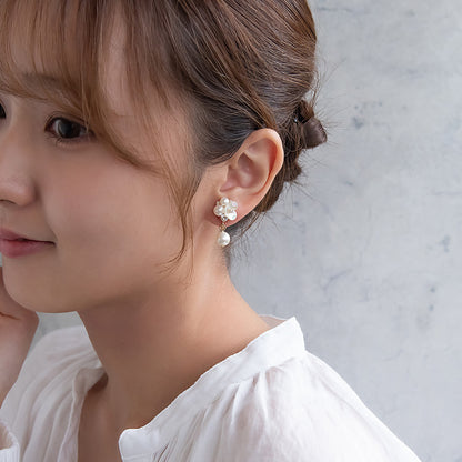 Classy イヤリング ニッケルフリー フラワー パール ネジバネ式イヤリング