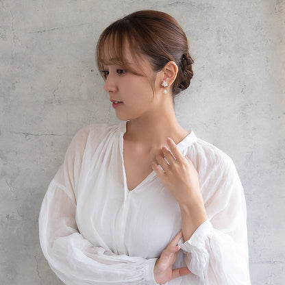 Classy イヤリング ニッケルフリー フラワー パール ネジバネ式イヤリング