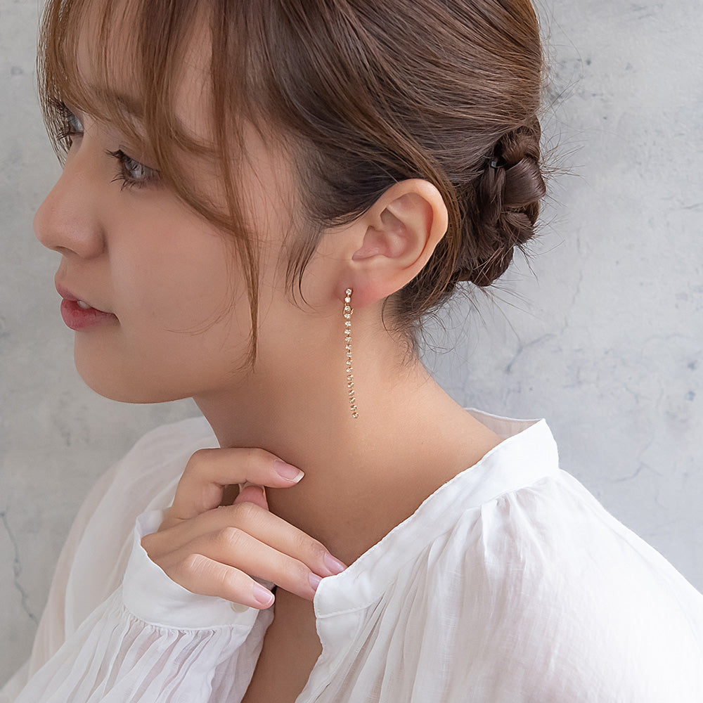 イヤリング ニッケルフリー ラインストーン ネジバネ式イヤリング