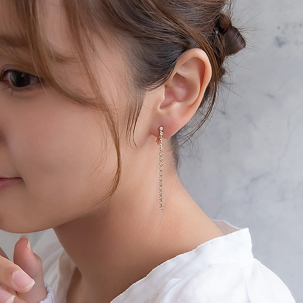 イヤリング ニッケルフリー ラインストーン ネジバネ式イヤリング