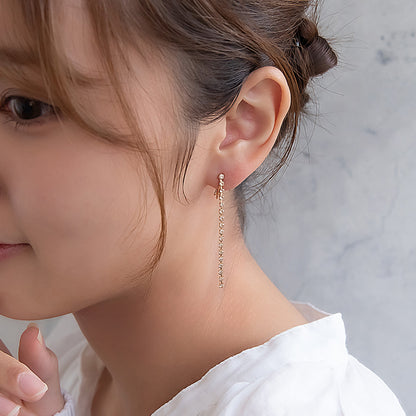 イヤリング ニッケルフリー ラインストーン ネジバネ式イヤリング