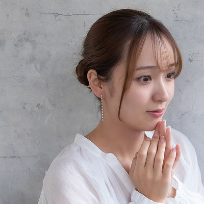 イヤリング ニッケルフリー ラインストーン ネジバネ式イヤリング