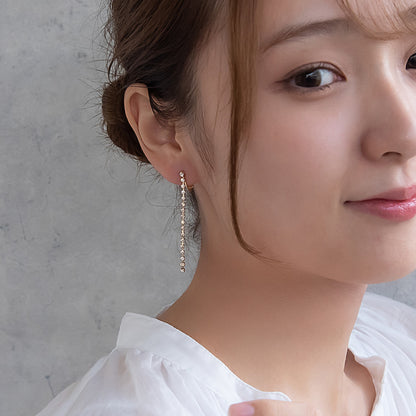 イヤリング ニッケルフリー ラインストーン ネジバネ式イヤリング