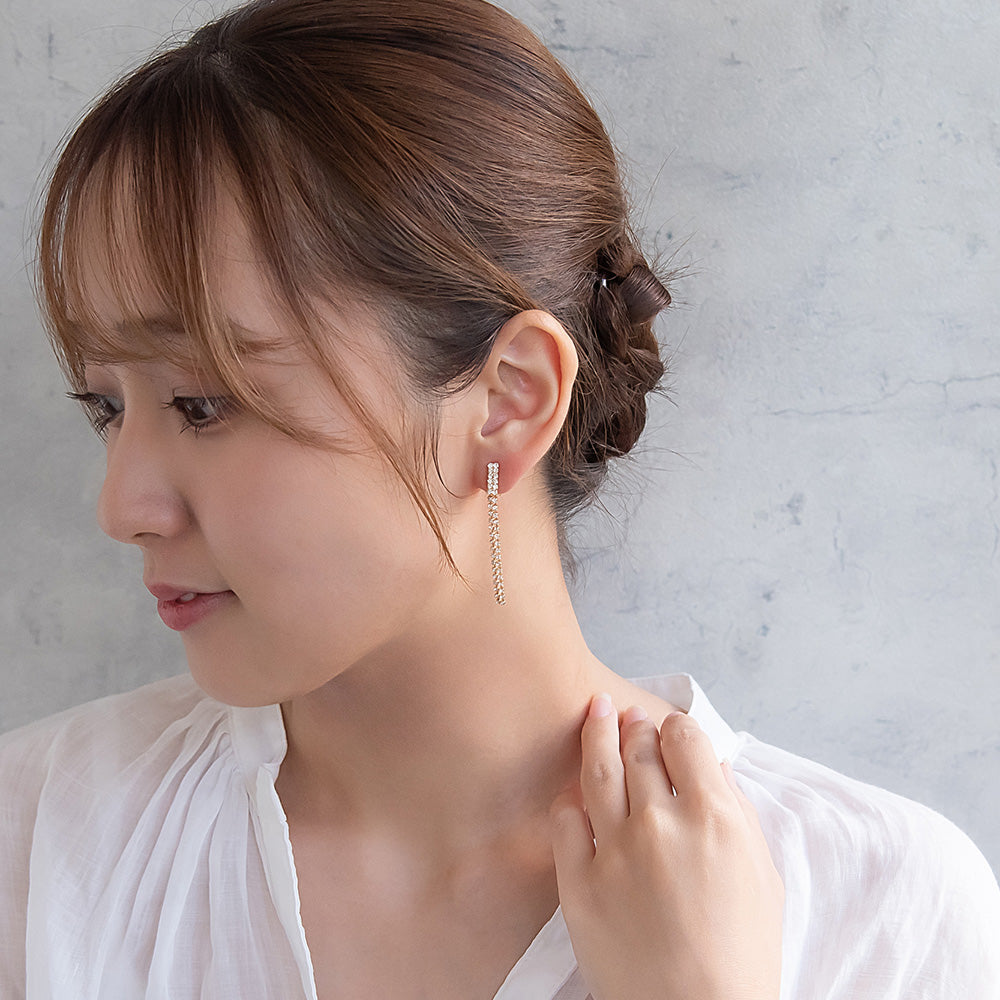 イヤリング ニッケルフリー ラインストーン ネジバネ式イヤリング