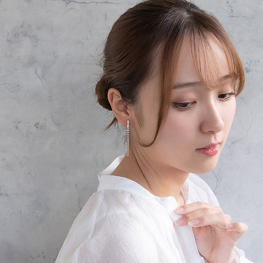 イヤリング ニッケルフリー ラインストーン ネジバネ式イヤリング