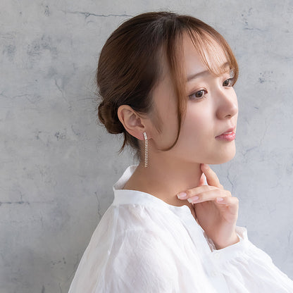 イヤリング ニッケルフリー ラインストーン ネジバネ式イヤリング