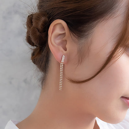 イヤリング ニッケルフリー ラインストーン ネジバネ式イヤリング