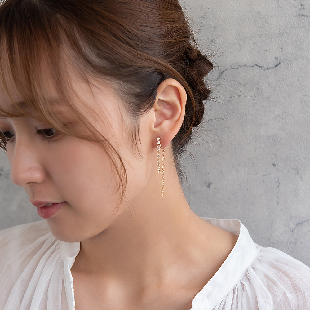 イヤリング ニッケルフリー ラインストーン ネジバネ式イヤリング