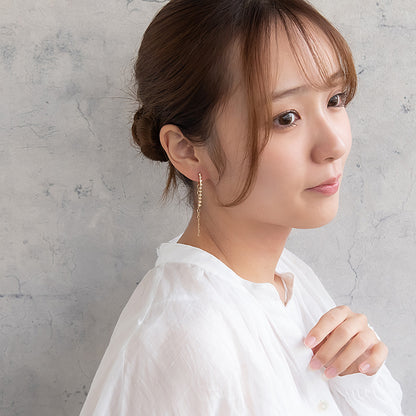 イヤリング ニッケルフリー ラインストーン ネジバネ式イヤリング