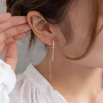 イヤリング ニッケルフリー ラインストーン ネジバネ式イヤリング