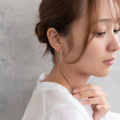 イヤリング ニッケルフリー ラインストーン ネジバネ式イヤリング