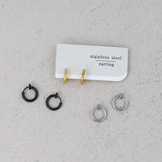 イヤリング ステンレス メタル 12mm フープタイプ パイプイヤリング