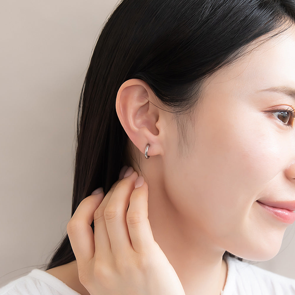 イヤリング ステンレス メタル 12mm フープタイプ パイプイヤリング