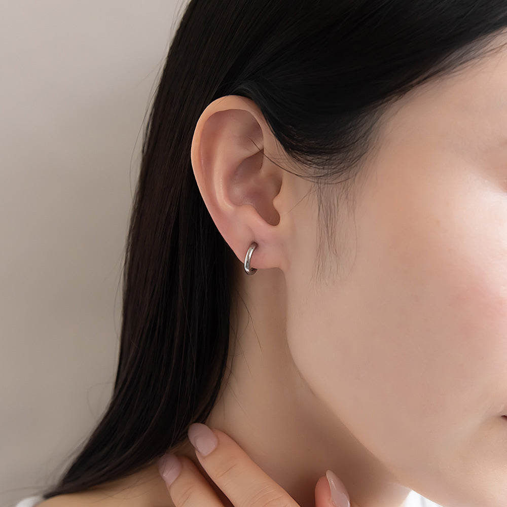 イヤリング ステンレス メタル 12mm フープタイプ パイプイヤリング
