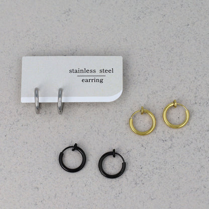 イヤリング ステンレス メタル 14mm フープタイプ パイプイヤリング
