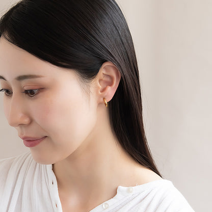 イヤリング ステンレス メタル 14mm フープタイプ パイプイヤリング