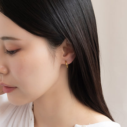 イヤリング ステンレス メタル 14mm フープタイプ パイプイヤリング