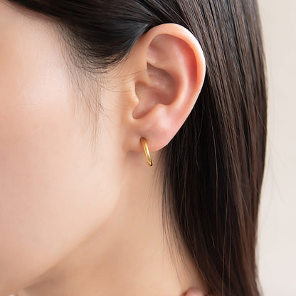 イヤリング ステンレス メタル 14mm フープタイプ パイプイヤリング