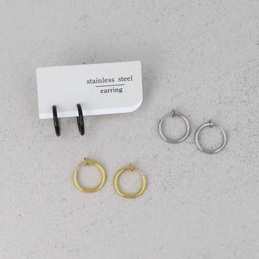 イヤリング ステンレス メタル 16mm フープタイプ パイプイヤリング