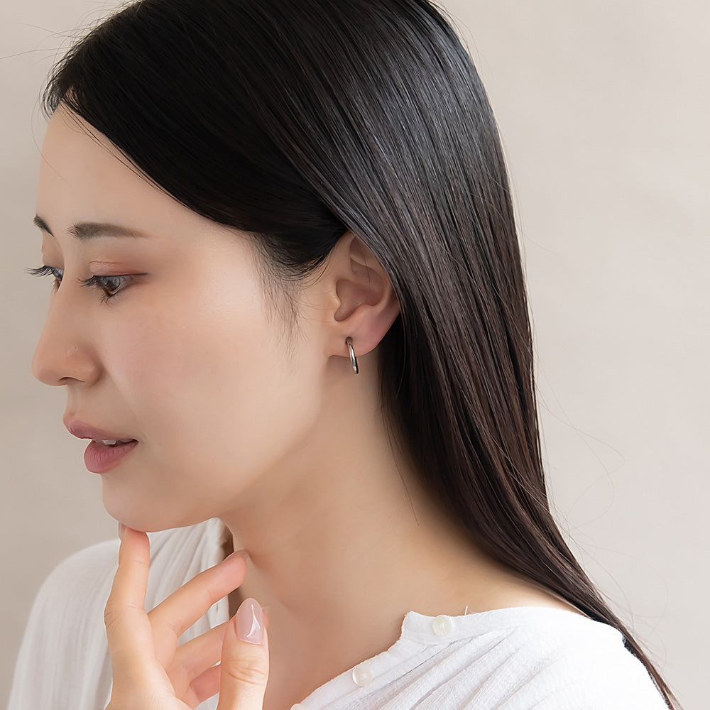 イヤリング ステンレス メタル 16mm フープタイプ パイプイヤリング