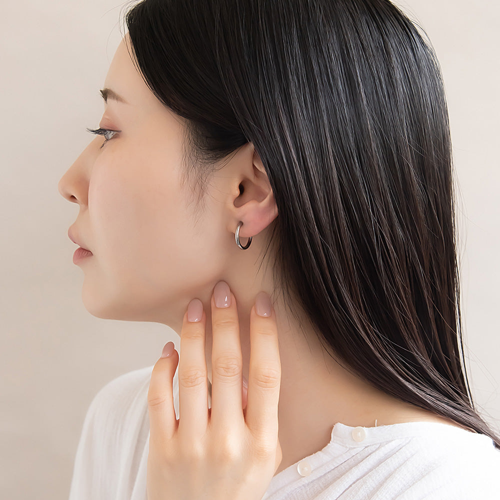 イヤリング ステンレス メタル 16mm フープタイプ パイプイヤリング