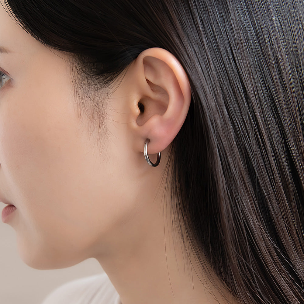 イヤリング ステンレス メタル 16mm フープタイプ パイプイヤリング
