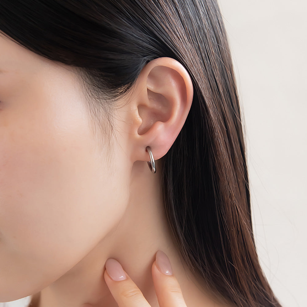 イヤリング ステンレス メタル 16mm フープタイプ パイプイヤリング