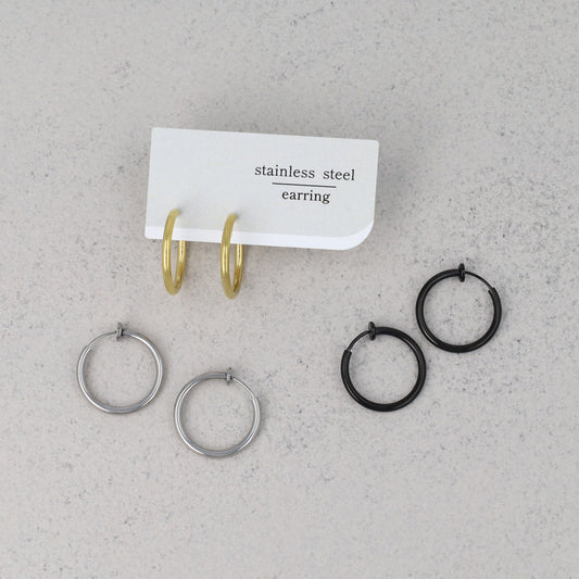 イヤリング ステンレス メタル 20mm フープタイプ パイプイヤリング