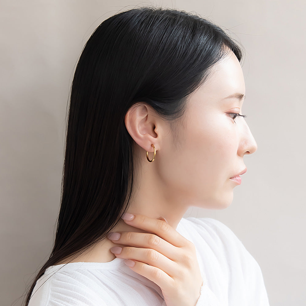 イヤリング ステンレス メタル 20mm フープタイプ パイプイヤリング