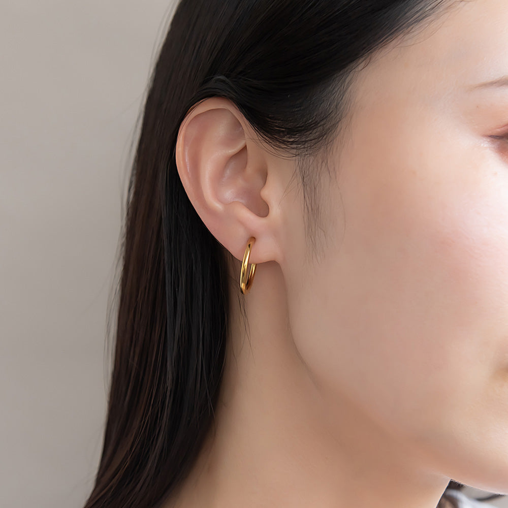 イヤリング ステンレス メタル 20mm フープタイプ パイプイヤリング