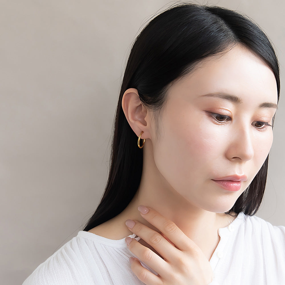 イヤリング ステンレス メタル 20mm フープタイプ パイプイヤリング