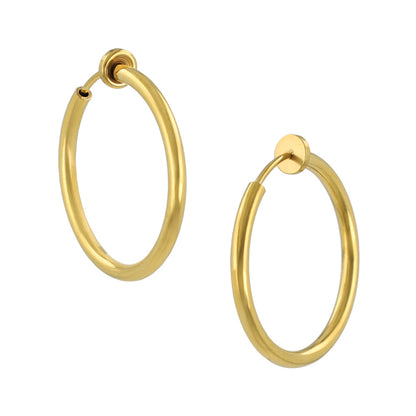 イヤリング ステンレス メタル 24mm フープタイプ パイプイヤリング